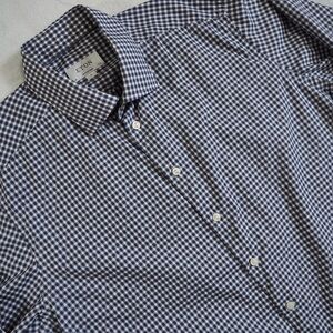 Eton Contemporary Sz XL Blue and White Checkered Casual Button Down Shirt
